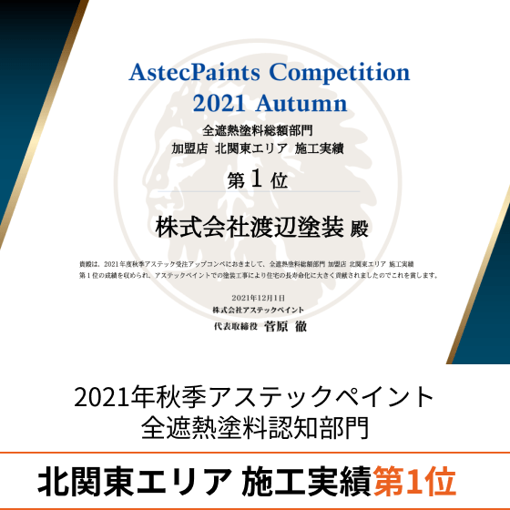 日本塗装工業会2022年4月 安全大会（個人） 表彰状